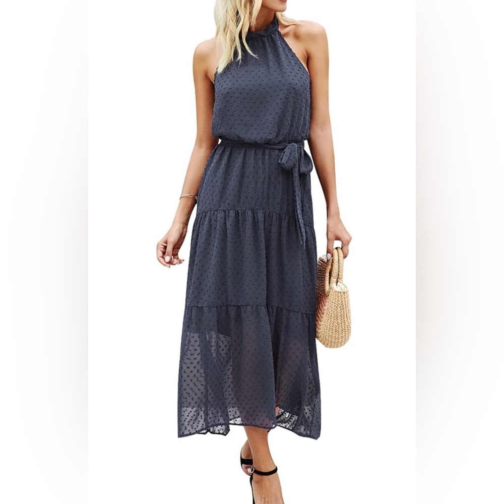 Pretty Garden Women’s Casual Halter Neck Sleeveless midi dress.
Size Large.